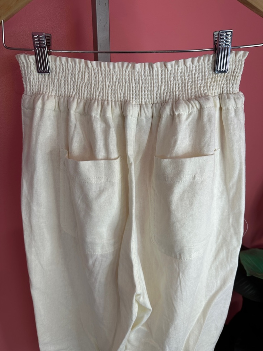 Love Tree High Rise Linen Jogger Pants, White, Size S - Picture 9 of 12